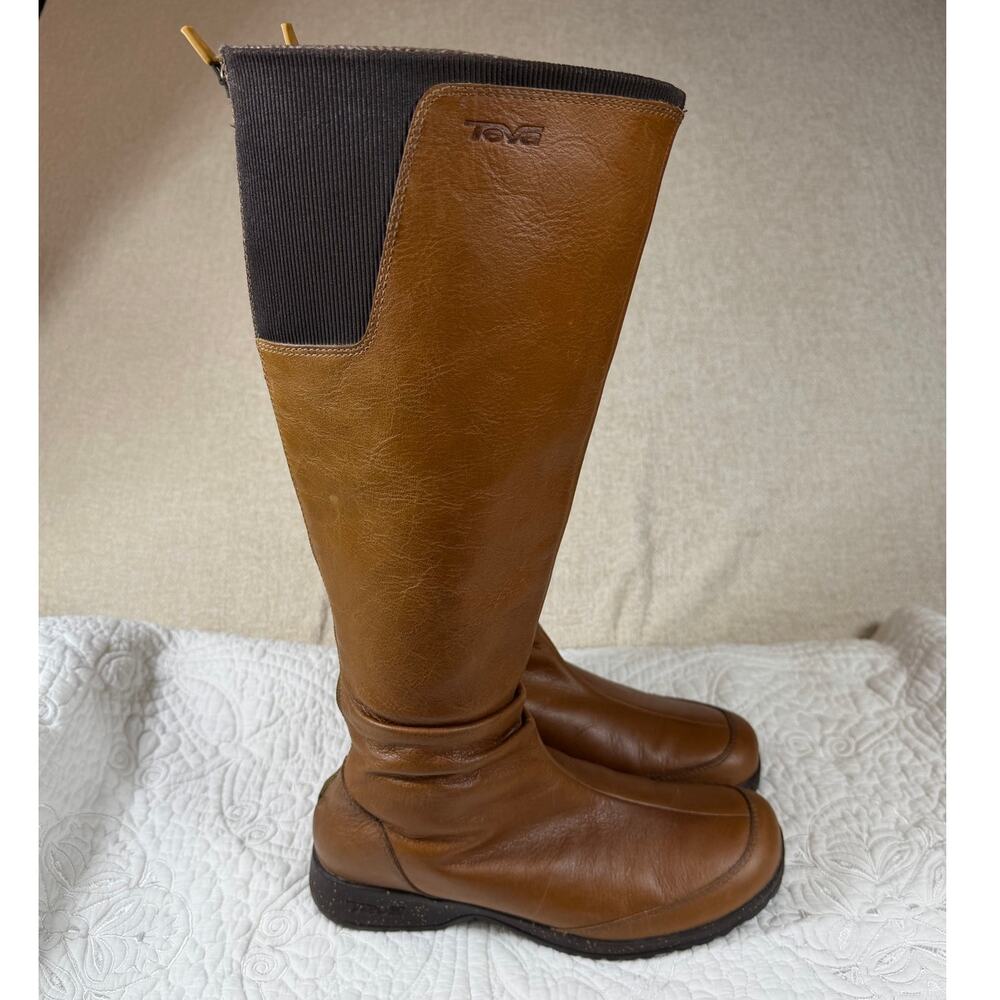 Teva Women's 8 Tan Afton Tall Leather Riding Outdoor Boots Equestrian Style - Picture 6 of 11